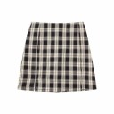 Damen karierten Minirock mit versteckten Shorts Kurzer A-Linien-Schnitt Zwei Schlitze am Vorderteil Acetatstoff Für Frühling und Sommer 1