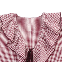 Damen Karo Hemd mit langen Ärmeln und Rüschenausschnitt Elegantes leichtes Hemd aus Polyester für den täglichen Gebrauch 3