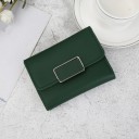 Damen kleine Geldbörse aus Kunstleder mit Klappe Rechteckige dekorative Schnalle in Silber Kompakte Maße 11,5 x 9,5 x 2,5 cm 7