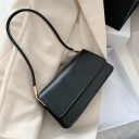 Damen kleine Schultertasche mit kurzem, abgerundetem Griff Längliche Form mit vorderer Klappe Goldfarbene Metallenden PU-Leder 24 x 13 x 8 2