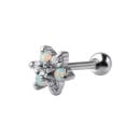 Damen kleine Stecker-Ohrringe mit Stäbchen und runder Verschluss Ziert mit Zirkonen Modeschmuck aus Metall Motive von Blumen, Blättern und Bögen 1