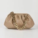 Damen kleine Tasche mit geraffter Form und geflochtenem Muster Clutch zum Handtragen oder Crossbody Kunstleder PU Kette oder dünner Riemen 2