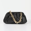 Damen kleine Tasche mit geraffter Form und geflochtenem Muster Clutch zum Handtragen oder Crossbody Kunstleder PU Kette oder dünner Riemen 4