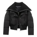 Damen kurze Winterjacke mit gestricktem Kragen, gesteppte Jacke mit Reißverschluss und geripptem Saum in der Taille 7