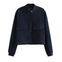 Damen Kurzjacke mit langen Ärmeln Eleganter Mantel mit großen Taschen Leichte Oberbekleidung für Frühling und Herbst Modischer Urban Style 4