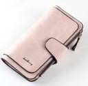 Damen lange Geldbörse aus Kunstleder 18,8 x 10,5 x 1,8 cm Wildlederoptik Druckknopfverschluss Reißverschlusstasche Fächer für Karten 6