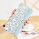 Damen lange Geldbörse mit Klappe und Blumenmuster Goldene dekorative Schnalle Kunstleder mit Polyester Abmessungen 19 x 9,5 x 3 cm 5