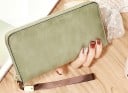 Damen lange Geldbörse mit Reißverschluss und Handgelenkband Fächer für Karten und Reißverschlussfach Mattes PU-Leder und Polyester 19 x 9 x 3 5