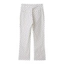Damen lange Hose mit gepunktetem Muster und Taschen in Weiß für die Freizeit, in der Stadt, zur Arbeit und für den täglichen Gebrauch 2