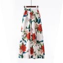 Damen lange Maxi-Rock mit Muster A-Linien-Schnitt mit Falten Hoher breiter Bund Seitentaschen Elastische Mischung aus Polyester und Elasthan 24