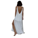 Damen lange Nachthemd mit V-Ausschnitt Elegantes lockeres Nachthemd mit Unterkleid und Schlitz Polyester Nylon Rayon Verschiedene Farben 16