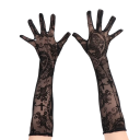 Damen lange Spitzenhandschuhe mit vollem Fingerbereich atmungsaktiv 41 cm Elasthan Polyester schwarze elegante Handschuhe für gesellschaftliche Anlässe 2