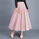 Damen langer Tüllrock aus mehreren Schichten feinem Tüll Luftiger fließender Schnitt Breiter Bund Polyester und Spandex Leichter und luftiger 4