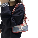 Damen lässige Handtasche mit Karomuster 30 x 9,5 x 57 cm Leichte Tasche aus Nylon und Polyester für den täglichen Gebrauch 3