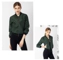 Damen leichte Bomberjacke für Frühling und Herbst Gerippter Kragen und Säume Reißverschlusstasche am Ärmel Seitliche Taschen 6