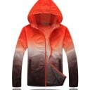 Damen leichte Jacke mit Kapuze für Frühling und Herbst Farbverlauf Ombre Reißverschluss Zwei Reißverschlusstaschen Elastische Bündchen 2
