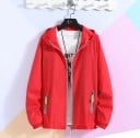 Damen leichte Jacke mit Kapuze und Reißverschluss Dünner Stoff aus Polyester und Nylon Zwei Reißverschlusstaschen Elastische Bündchen 13