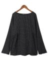 Damen lockere Bluse mit langen Ärmeln Feines Karomuster Rundhalsausschnitt Raffung an den Seiten Abgerundeter Saum 100% Baumwolle 9