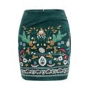 Damen Minirock mit bunter Blumenstickerei Figurbetonter Schnitt Ornamentale Bordüre am Saum Baumwolle mit Spandex 2