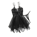 Damen Nachthemd Set mit Spitzen-Details und lockerer Passform Nachthemd Slip Polyester Einheitsgröße zum Schlafen 4