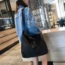Damen Nylon Tasche für die Hand und über die Schulter 36 x 36 x 17 cm Zwei kurze Griffe und ein langer Gurt Außentasche mit Reißverschluss 5