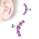 Damen Ohrstecker mit Bogen aus fünf Steinen Kleine Ohrstecker im Piercing-Stil mit Stange und Kugelverschluss Zirkone Modeschmuck 18