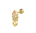 Damen Ohrstecker mit glitzernden Zirkonen Für das Ohrläppchen und die Ohrmuschel Zarter dekorativer Stil Modeschmuck Metall Goldfarbe 1 Stück 32