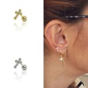 Damen Ohrstecker mit Zirkonen Kleiner Schmuck fürs Ohr mit Schraubkugel Funkelndes dekoratives Motiv Modeschmuckmetall Verpackung 1 Stück 41