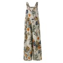 Damen Overall Blumenmuster Rundhalsausschnitt Lange Hosen Top mit breiten Trägern Leichter Sommerstil Material Polyester Leinen 10