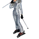 Damen Overall einfarbig glänzend Winter für Skifahren Kapuze mit Fell Lange Hosen Warmer Schnitt Polyester 2