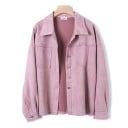 Damen Oversize-Bluse für kühleres Wetter Zwei Brusttaschen und Knopfverschluss Mattes Wildleder-Design Baumwolle mit Polyester 6