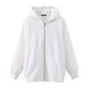 Damen Oversize Hoodie mit Reißverschluss Lockere Passform mit überschnittenen Schultern Kängurutasche Rippbündchen und Saum Polyester mit Baumwolle 14