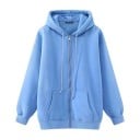 Damen Oversize Hoodie mit Reißverschluss Lockere Passform mit überschnittenen Schultern Kängurutasche Rippbündchen und Saum Polyester mit Baumwolle 15