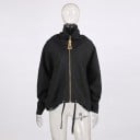 Damen Oversize Jacke mit hohem Kragen und goldenem Reißverschluss mit dekorativem Schieber und verstellbarem Kordelzug mit Ballonärmeln 6