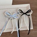 Damen Perlenhaarschleife Band und Perlen Elegante Duckbill-Haarspange Romantisches Haaraccessoire 2