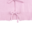 Damen Pullover Crop Top mit Kragen Kurze Ärmel Drei Bänder zum Binden vorne Einfarbiger Sommertop Verschiedene Farben Polyester Baumwolle 5