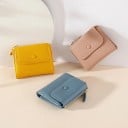 Damen Reise Mini Geldbörse mit genarbter Oberfläche Druckknopfklappe Reißverschluss mit Schlaufe PU Leder und Polyester Maße 11,5 x 9,3 x 2,7 7