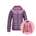 Damen reversible Steppjacke mit Kapuze Füllung aus Entendaunen Durchgehender Reißverschluss Lange Ärmel Obermaterial Polyester 1