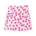 Damen rosa Minirock mit roten Blumen A-Linien Schnitt mit glattem Bund Leicht ausgestellte Länge über dem Knie Polyester mit Baumwolle 1