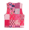 Damen rosa-rotes Weste mit Mustern und V-Ausschnitt Stylische Weste mit Bindeband Leichte elegante Weste aus Polyester für moderne Outfits 6