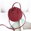 Damen runde Crossbody-Handtasche zum Tragen in der Hand oder über der Schulter Oberer Griff und langer Gurt Reißverschlussstruktur Genarbtes 5