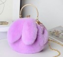 Damen runde Handtasche mit Hasenohren 22 x 21 cm Flauschige Oberfläche Metallischer Henkel Rahmenverschluss Langer Schulterriemen 7