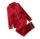Damen Samt Pyjama mit Kragen und Tasche Einfarbiger Set mit langen Ärmeln und Hosen aus Polyester und Spandex in verschiedenen Farben 16