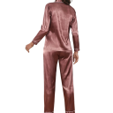 Damen Samt Pyjama mit Kragen und Tasche Einfarbiger Set mit langen Ärmeln und Hosen aus Polyester und Spandex in verschiedenen Farben 11