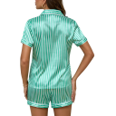 Damen Samt Pyjama mit Kragen und V-Ausschnitt Kurze Ärmel und Shorts Einfarbiges Set aus Polyester und Elasthan Elegantes Sommermodell 11