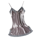 Damen Satin Nachthemd mit Spitze Elegantes einfarbiges Nachthemd mit V-Ausschnitt Leichter Polyester Universelle Größe Verschiedene Farben 3