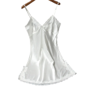 Damen Satin Nachthemd mit Spitze Elegantes einfarbiges Nachthemd mit V-Ausschnitt Leichter Polyester Universelle Größe Verschiedene Farben 4