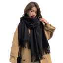 Damen Schal 200x70 cm Kaschmirimitat Zarter weicher einfarbiger Schal mit Fransen Elegantes wärmendes Accessoire für Herbst und Winter 1
