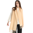 Damen Schal 33x180 cm Einfarbiger weicher Schal mit Fransen Leichter wärmender Accessoire aus Polyester Eleganter Schal für Herbst 18