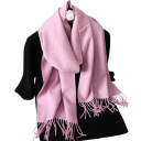 Damen Schal 33x180 cm Einfarbiger weicher Schal mit Fransen Leichter wärmender Accessoire aus Polyester Eleganter Schal für Herbst 46